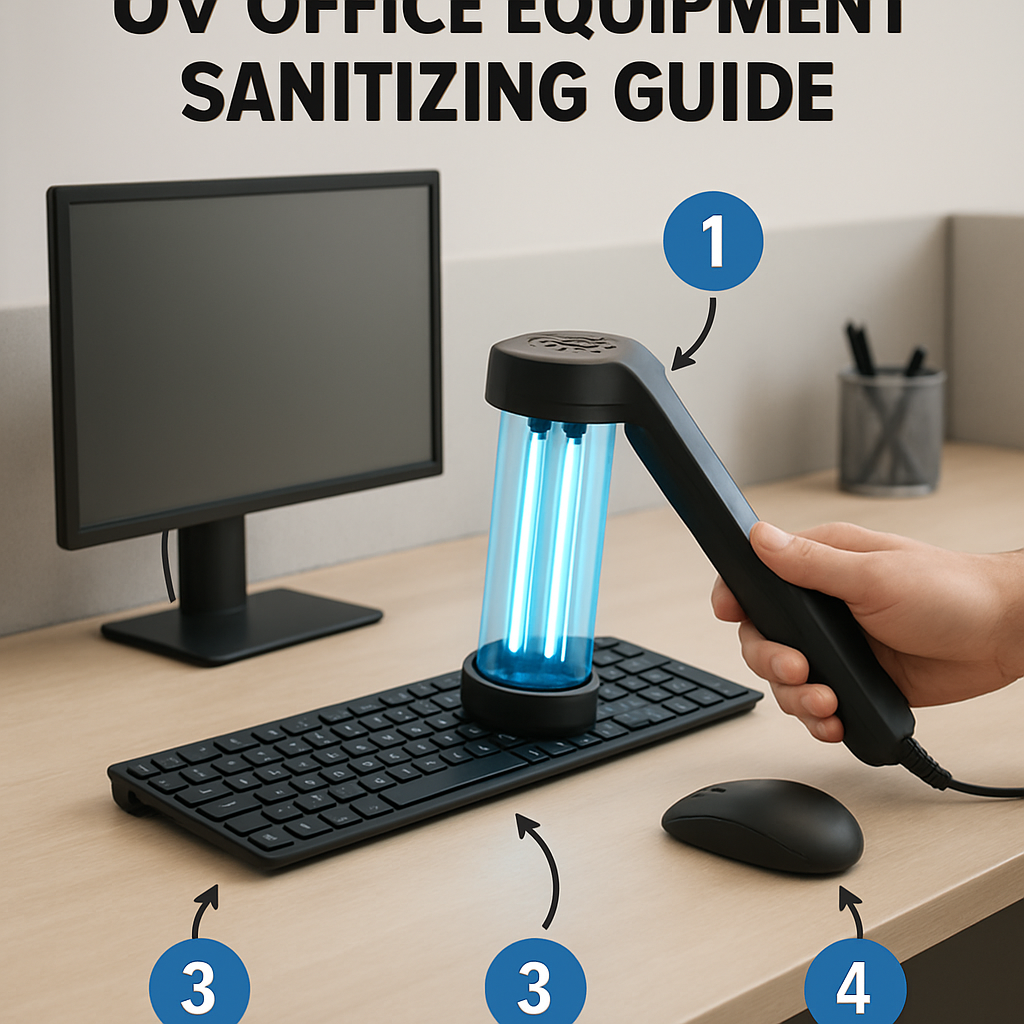 Sanitizing Cycle Routine UV sanitizing office equipment scene